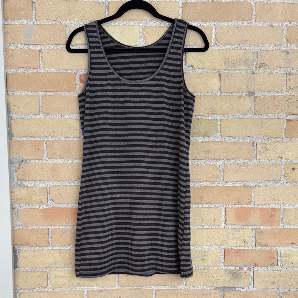 Metalicus Brown and Gray Striped Tunic Tank